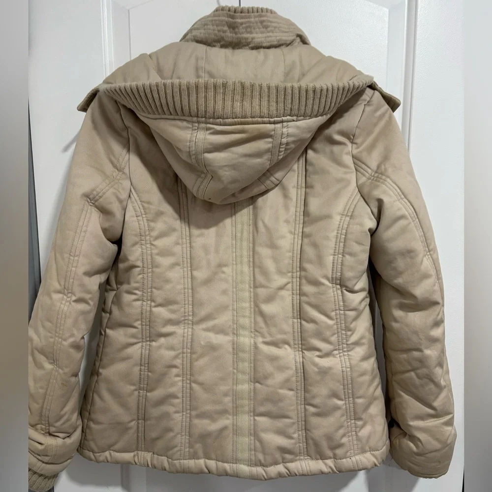 ZARA Basic Beige Padded Utility Jacket | Button & Zip Front | Women’s Medium